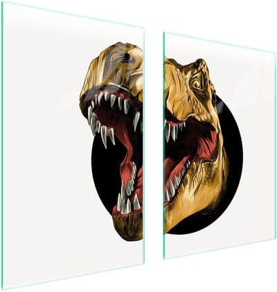 TMK ArtDeko Dinosaur Serie - Glazen Beschermplaat - 65x52 cm - Veelkleurig - 3,5 kg