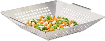 relaxdays grill mand - BBQ groentemand - mand voor de barbecue - edelstaal - geperforeerd XL