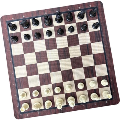 Schaakspel 13,78 inch Imitatie Houtnerf Bord Koning Hoogte 2,48 inch Stukken Educatief Strategie Schaakbordspel voor Kinderen