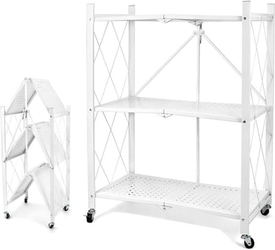 Keuken- en badkamerplanken van metaal, opvouwbaar, zonder installatie, 240 kg draagvermogen, 3 niveaus, wit, multifunctionele opslagoplossing