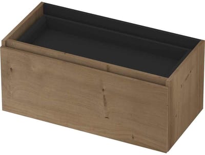 INK - Onderkast 1L met Binnenlade Greeploos Houten Keerlijst Fineer Zonder Sifonuitsparing in Binnenlade - 900x450x400 Mm - Ash Grey Fineer