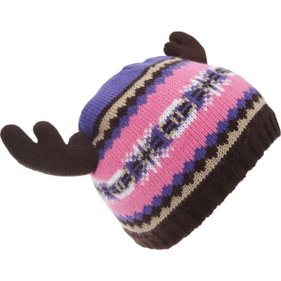 FLOSO Kinderen/Kinderen Fairisle Moose Winter Beanie Hat Met Antlers (Roze/paars)