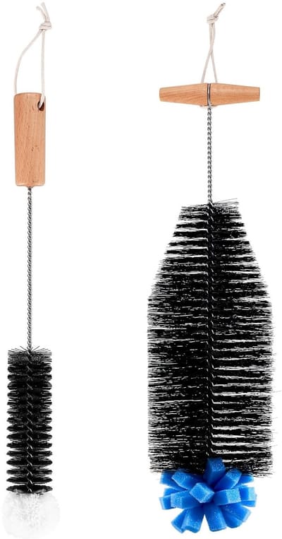 Dailygoods - Flessenborstel, compatibel met SodaStream flessenreiniger, borstel, reinigingsborstel voor glazen flessen, drinkflessen, flessenborstel, sponsborstels, 2 stuks
