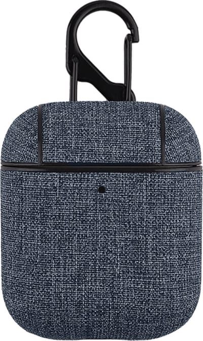 AirPods hoesjes van By Qubix - AirPods 1/2 hoesje - Hard Case - Grijs - Linnen patroon Airpods Case Hoesje voor Airpods Airpods 1 Airpods 2 Hoes