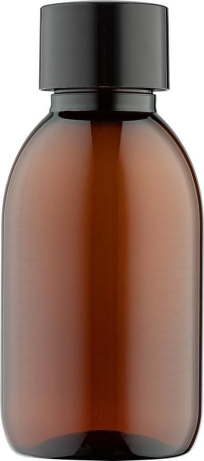 Lege Plastic Fles 125 ml PET Amber bruin - met zwarte dop - set van 10 stuks - navulbaar - Leeg
