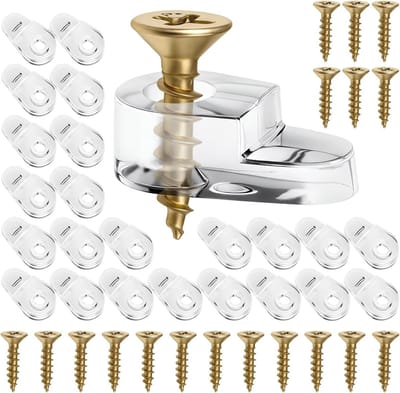 24-delige set glazen klemmen voor kastdeuren, transparante kunststof clips voor spiegelmontage, ideale bevestiging voor meubels en spiegels