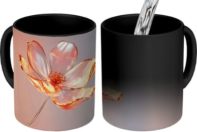 Magische Mok - Foto op Warmte Mokken - Koffiemok - Glazen - Bloem - Roze - Magic Mok - Beker - 350 ML - Theemok