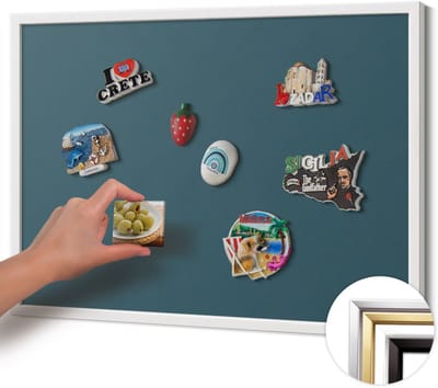 Wallfluent - Maritiem Magneetbord in Stijlvolle Kleuren - 70 cm x 50 cm - Magneetbord met Witte Frame - Donkerblauwe kleur - Magnetisch Bord Muurbevestiging - Magnetisch Wandbord - Memobord voor Keuken