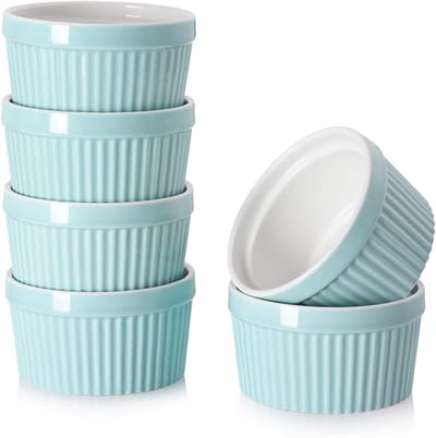 Famanu – Set van 6 crème brûlée ramekins van 235 ml, ovenbestendig porselein, ideaal voor desserts en hapjes, vaatwasserbestendig