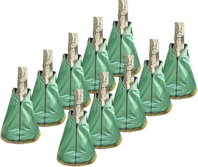 Novatool 10x zakken voor boombewatering 75 liter groene bewateringszak van robuust PVC boomzakken irrigatie boombewateringszakken waterzak boom