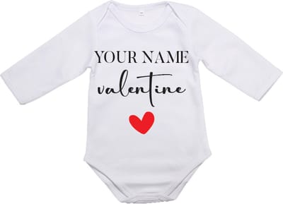 Baby Rompertje met Naam Valentijn  - Lange Mouw - Maat S 50/56 0-3 maanden - Cadeautje voor Hem - Cadeautje voor Haar - Valentijnsdag