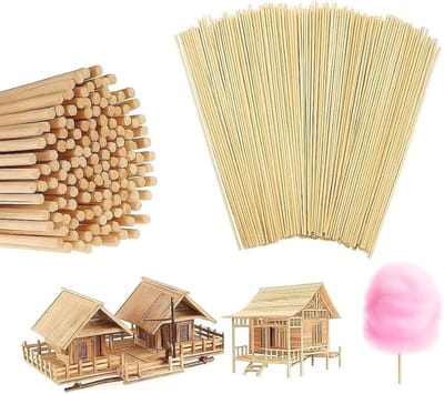 Set van 200 Suikerwaterstokken 300 mm x 3 mm voor Creatieve Projecten, IJsjes en Modelbouw - Houten Stokken voor Kinderen en DIY Activiteiten