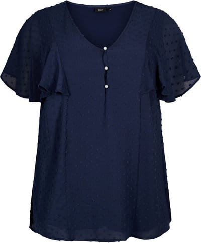 ZIZZI MHAJAR, S/S, BLOUSE Dames Blouse - Blue - Maat S (42-44)