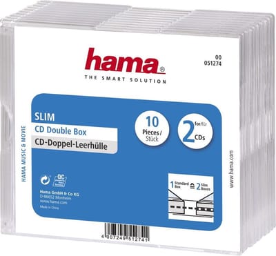 Hama Cd Doosjes Dubbel Slimline Per 10