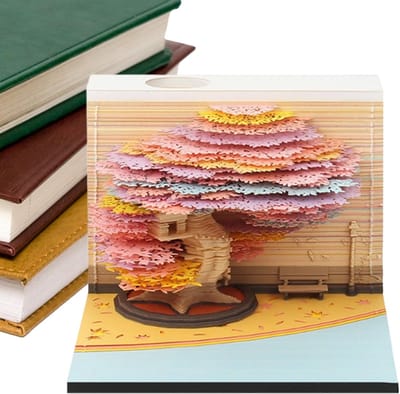 3D Memo Blok - Papieren Sculptuur - Bureau Decoratie - Met Kalender - 8.5x8.5x6.3 cm