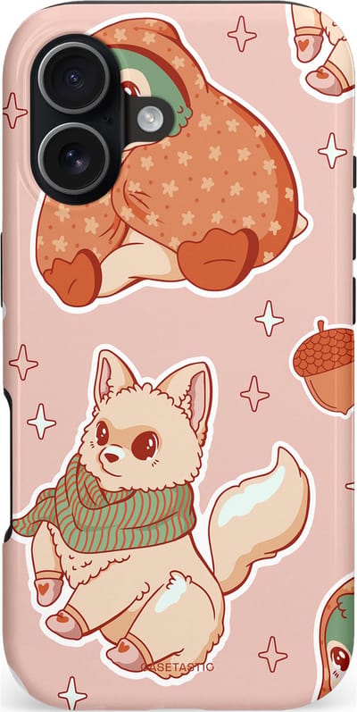 Casetastic hoesje geschikt voor Apple iPhone 17 - MagSafe - Dubbellaagse bescherming - Winter avontuur - Fashion Case - Perzik Zand Lichtgrijs