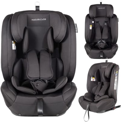 X Adventure Autostoel Grow Fix Groep 1/2/3 9-36 kg (76 tot 150 cm) Vanaf 15 maanden tot 12 jaar - Met Isofix - i-Size - Meegroei Autostoel - Zwart