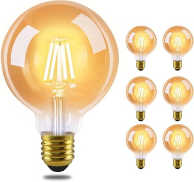 NETTLIFE LED Gloeilamp G80 - 4W - 2700K Warm wit - E27 - Amber - Edison retro Lamp - voor hotel huis café bar - 6 Stuks