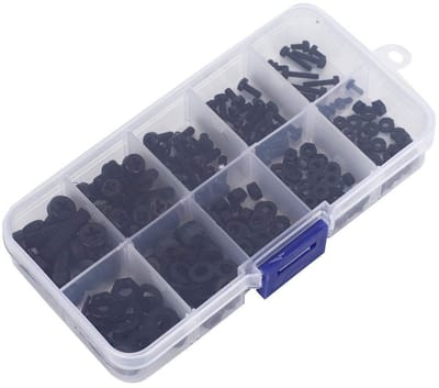 Dailygoods - Nylon schroeven - Multifunctionele schroefset - 270 stuks - Bevestigingsmiddelen voor mechanica - Industrieel - Zwart