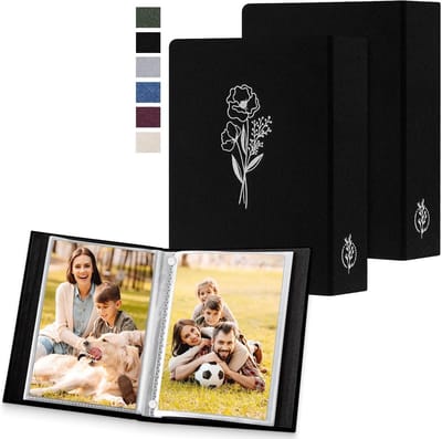 Fotoalbum 13 x 18 cm, 200 pagina's, kleine linnen uitstraling, perfect voor portretfoto's, zwart en duurzaam