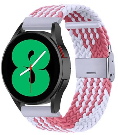 By Qubix - geschikt voor Huawei Watch GT 6 / GT 7 - 41mm - Braided nylon bandje - Wit / roze