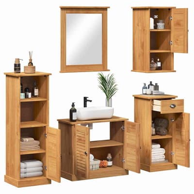 vidaXL - Badkamermeubel - Set - VIGO - 5 - st - Honing - bruin - 37 - x - 34 - x - 110 - cm