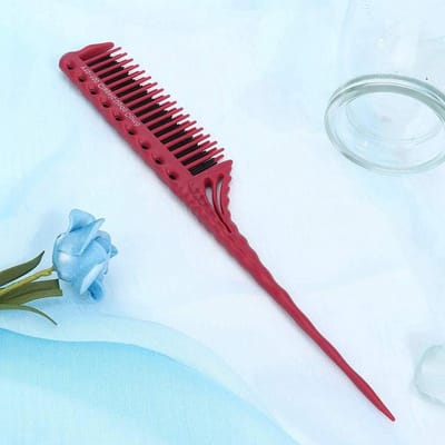 Haarkam - Stylingkam - Haar modelleren - Drie rijen - 1 x 1 x 1 cm - Rood