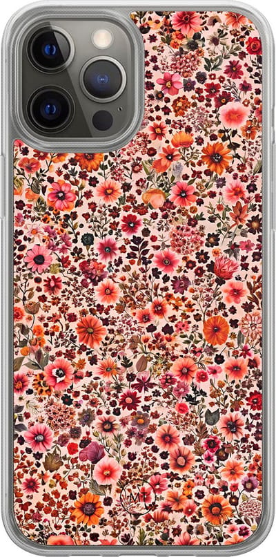 Hybride hoesje geschikt voor iPhone 12- Vintage floral - Extra bescherming - Luxe beschermhoes - TPU case - Transparant, Multi - Mooie Telefoonhoesjes