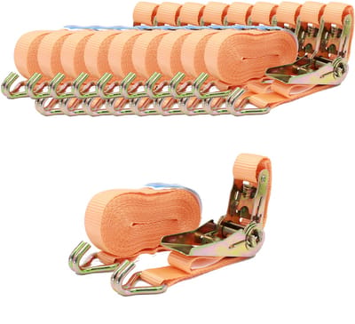 10x Professionele ratelsjorband Spanband 2-delig 6m 0,8t 0,8tot 800kg TÜV/GS ORANJE