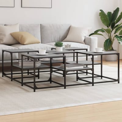vidaXL - Salontafel - 121x121x40 - cm - bewerkt - hout - grijs - sonoma - eikenkleurig