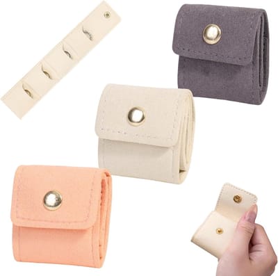 3-delige Mini Reis Sieraden Tassen, Vouwbare Organizer met Meerdere Compartimenten voor Sieraden, Ideaal voor Reizen en Dagelijks Gebruik (Beige, Roze, Grijs)