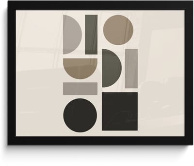 Poster in lijst - Fotolijst 40x30 cm - Posters - Natuurlijke tinten - Grafisch - Verticale compositie - Posterlijst zwart - Decoratie - Wanddecoratie woonkamer - Muurdecoratie slaapkamer