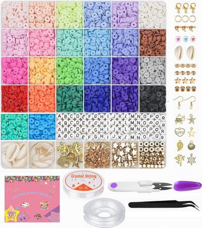 Kralen voor Sieraden Maken - 6500+ Polymeer Clay Kralen voor Armbandjes Maken, DIY Kralenset met Letters