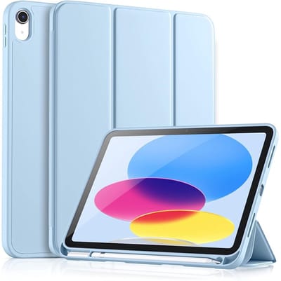 CaseMania Bookcase hoesje geschikt voor iPad 11 (A16)/iPad 10.9 (2022) - Effen Lichtblauw - Kunstleer