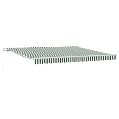 vidaXL - Uitschuifbare - luifel - Groen - en - Wit - 400 - × - 300 - cm