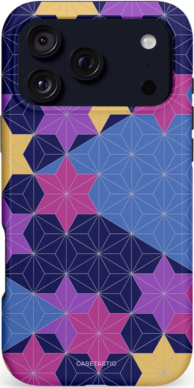 Casetastic hoesje geschikt voor Apple iPhone 17 Pro Max - MagSafe - Dubbellaagse bescherming - Sterrenlijn - Fashion Case - Donkerblauw Lavendel Beige Roze