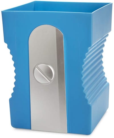 Wastebasket Sharpener Blauw kleur Prullenbakvormige puntenslijper Kunststof ABS/PP 29cm