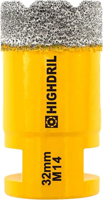 Diamantboor - Droogboor Tegelboren - Materiaal Boren - Vacuüm Gesoldeerd - 32 mm M14 - Geel
