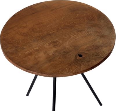 Bijzettafel Rond - Houten Tafel - Woonkamer Decoratie - Uniek Tafelblad - Ø 50 cm - Geel