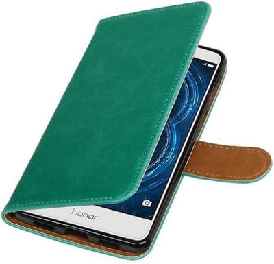 Zakelijke Book Case Telefoonhoesje Geschikt voor Huawei Honor 6X - Portemonnee Hoesje - Pasjeshouder Wallet Case - Groen