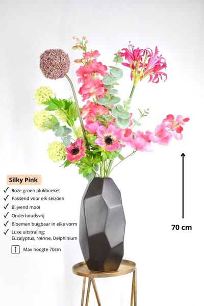 Kunstboeket - Silky Pink 70 cm - Zijden Kunstbloemen - Nepbloemen - Kunstbloemen - Zijden Boeket - Natuurlijk Bloemen