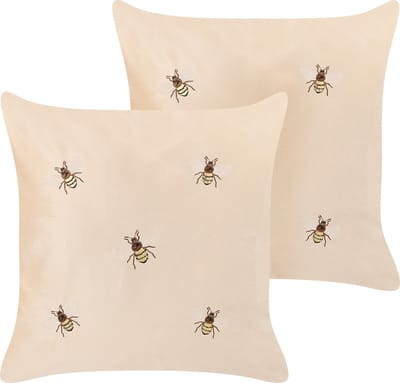 TALINUM - Sierkussen set van 2 - Beige - 45 x 45 cm - Polyester
