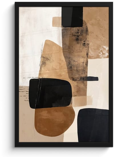 Poster in lijst - Fotolijst 40x60 cm - Posters - Vlakken - Abstract - Zwart - Strepen - Posterlijst zwart - Decoratie - Wanddecoratie woonkamer - Muurdecoratie slaapkamer