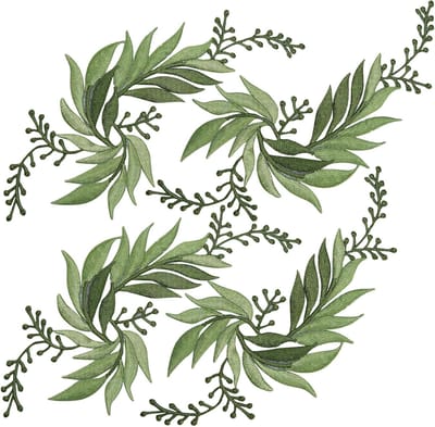Famanu - Set van 4 geborduurde blad- en bloempatches, kantapplicaties voor kleding en jurken – Donkerzeegroen