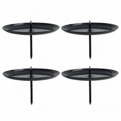 Dailygoods- Kandelaars 4-delige set - Kaarsenhouder voor advent - Kaarsensteeker met doorn - Kaarsenbord - Zwart - Ø 60 mm
