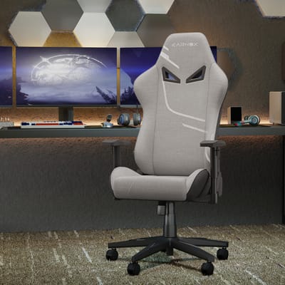MODFU Gamingstoel - Ergonomisch Verstelbaar Met Hoofdsteun En Lendensteun - Voor Werk En Gamen - Stof - Lichtgrijs - 54,5 X 50 X 132 Cm
