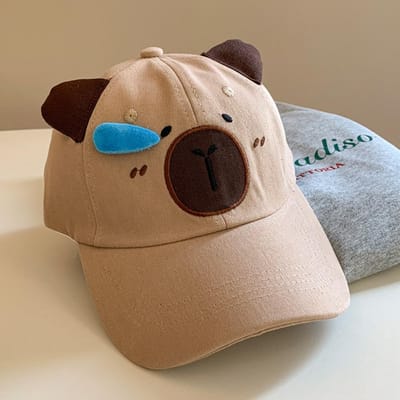 Koreaanse Kinder Pet Katoen Jongens Meisjes Baseball Pet Schattige Snot Capybara Zonnehoed Buiten white