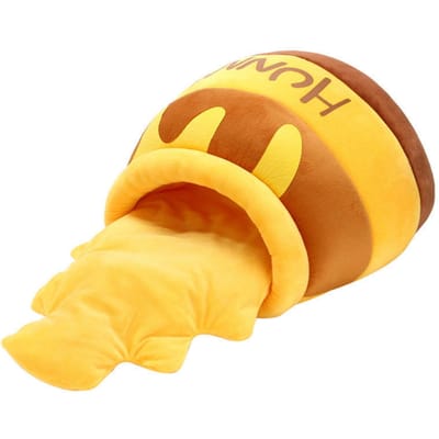 Lit grotte pour chat, coussin amovible chaud et doux en forme de Pot de miel, lit mignon pour animal de compagnie, maison pour chiot