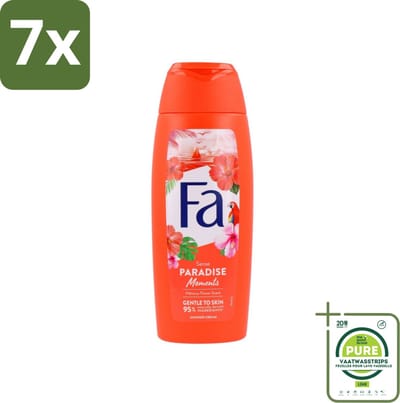 7 x Fa - Paradise Moments - Douchecrème - Hibiscusbloem - 250 ml - Grootverpakking - Douchecrème - Hibiscus - Vegan - Natuurlijke Ingrediënten - Duurzame Verpakking