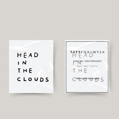 Tijdelijke tattoo head in the clouds | Neptattoo volwassenen | Tijdelijke tattoo voor volwassenen | Temporary tattoo | Plaktattoos voor volwassenen | Neptattoos | Probeer zorgeloos een tattoo | tattforaweek